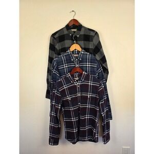 Everlane Mens Small Flannel Button Down Long Sleeve Plaid Shirts Bundle Set of 3